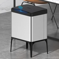 22L Smart Sensor Trash Can,Stainless Steel Rectangle Trash Bin,High Foot Rubbish Bin Kitchen Garbage Can Automatic Waste Bin