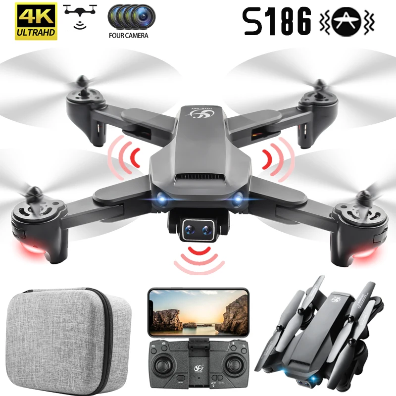 

S186 Drone With 4K Four-Camera Aerial Photography Optical Flow Positioning 3-Sided Obstacle Avoidance Foldable Quadcopters Toys