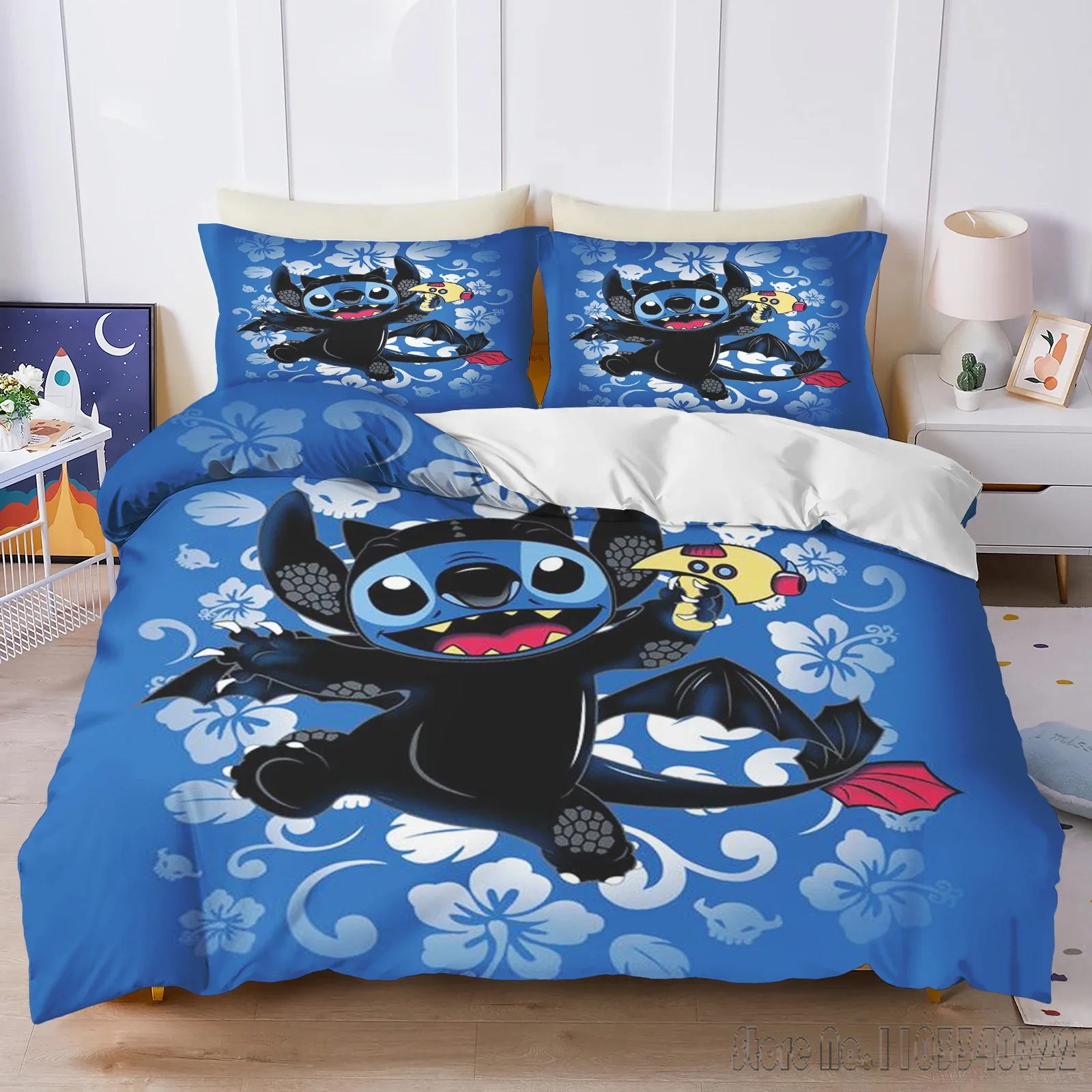 Stitch 100% Polyester Duvet Cover Set Couple Bed Bedding  3D Children'S Bedding Set Cute Printed Cartoon Quilt Cover Home Decor