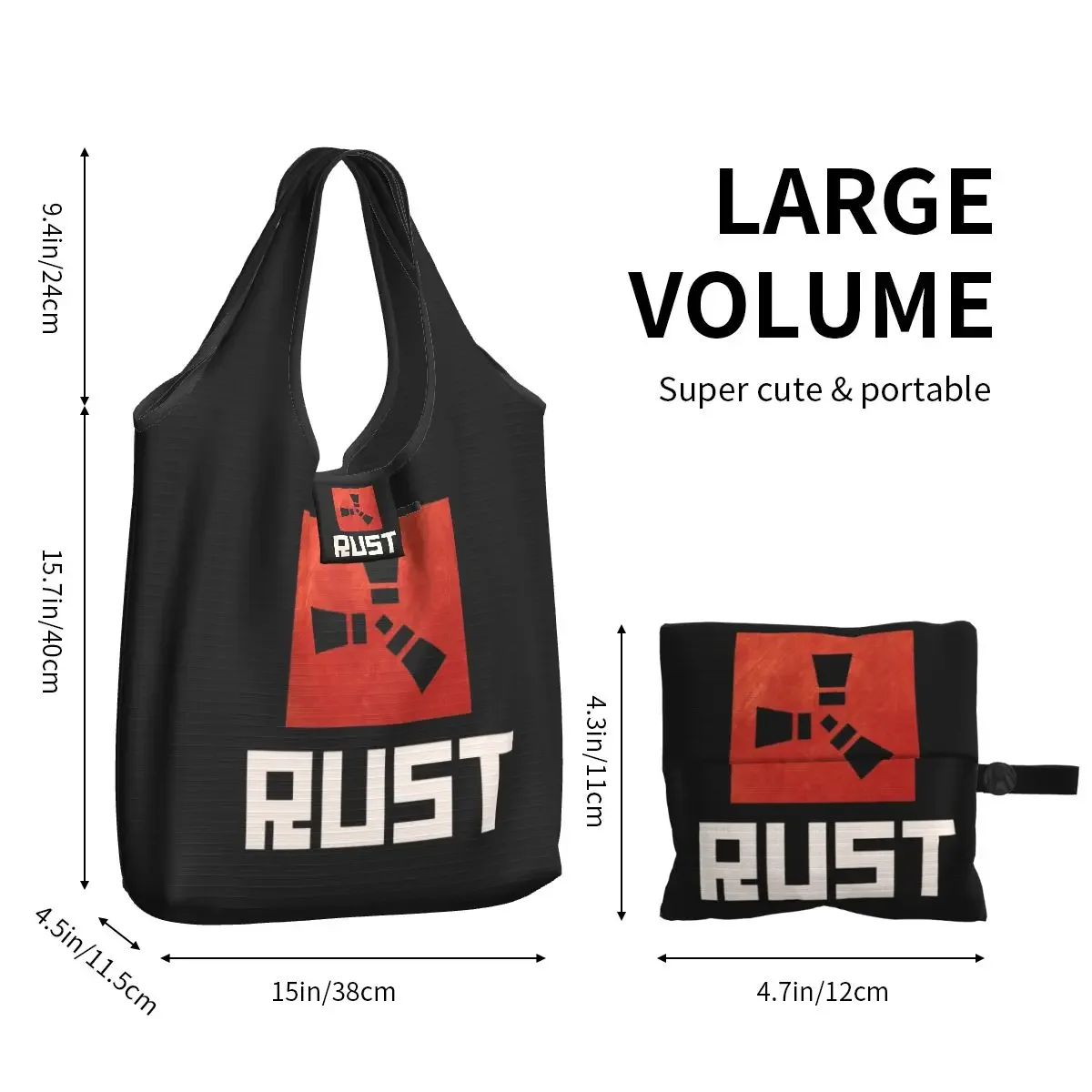 Rust Portable Tote Shopping Bags Reusable Shopper Bag Grocery Handbag Shoulder Bag