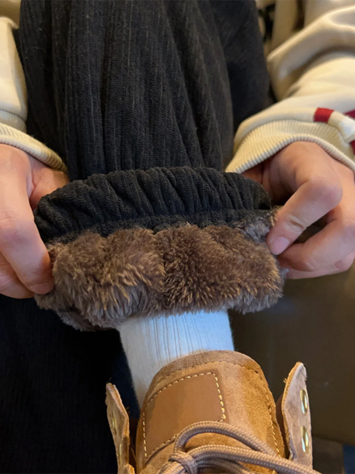 

Мужские зимние брюки на флисовой подкладке из овечьего вельвета, утепленные, для температур до -40 градусов Цельсия, теплые, хлопковые, свободного кроя, повседневные