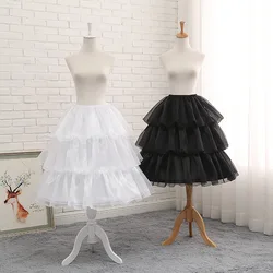 Jupon Lolita Blanc Noir à Longueur Réglable pour Cosplay, 3 Cerceaux, Crinoline, Slip, Sous-Jupe pour Robe de Mariée, Robe de Patients, en Stock
