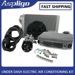Aspligo 2026 New Car Universal Air Conditioner 12V/24V Automotive AC Under Dash Compressor Assembly Unit Air Conditioning System