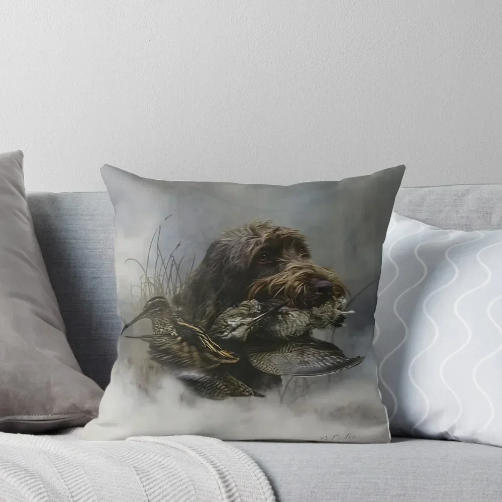 Wirehaired Pointing Griffon , Woodcock hunting Throw Pillow Pillow Covers Decorative Pillow Cover