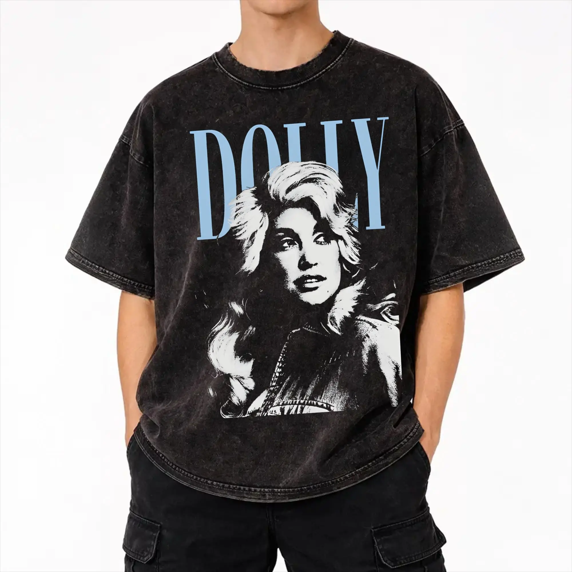 RIP Dolly Parton Washed T Shirts Streetwear Hip Hop Retro T-Shirt  Tees Tops Men Women Short Sleeve High Street