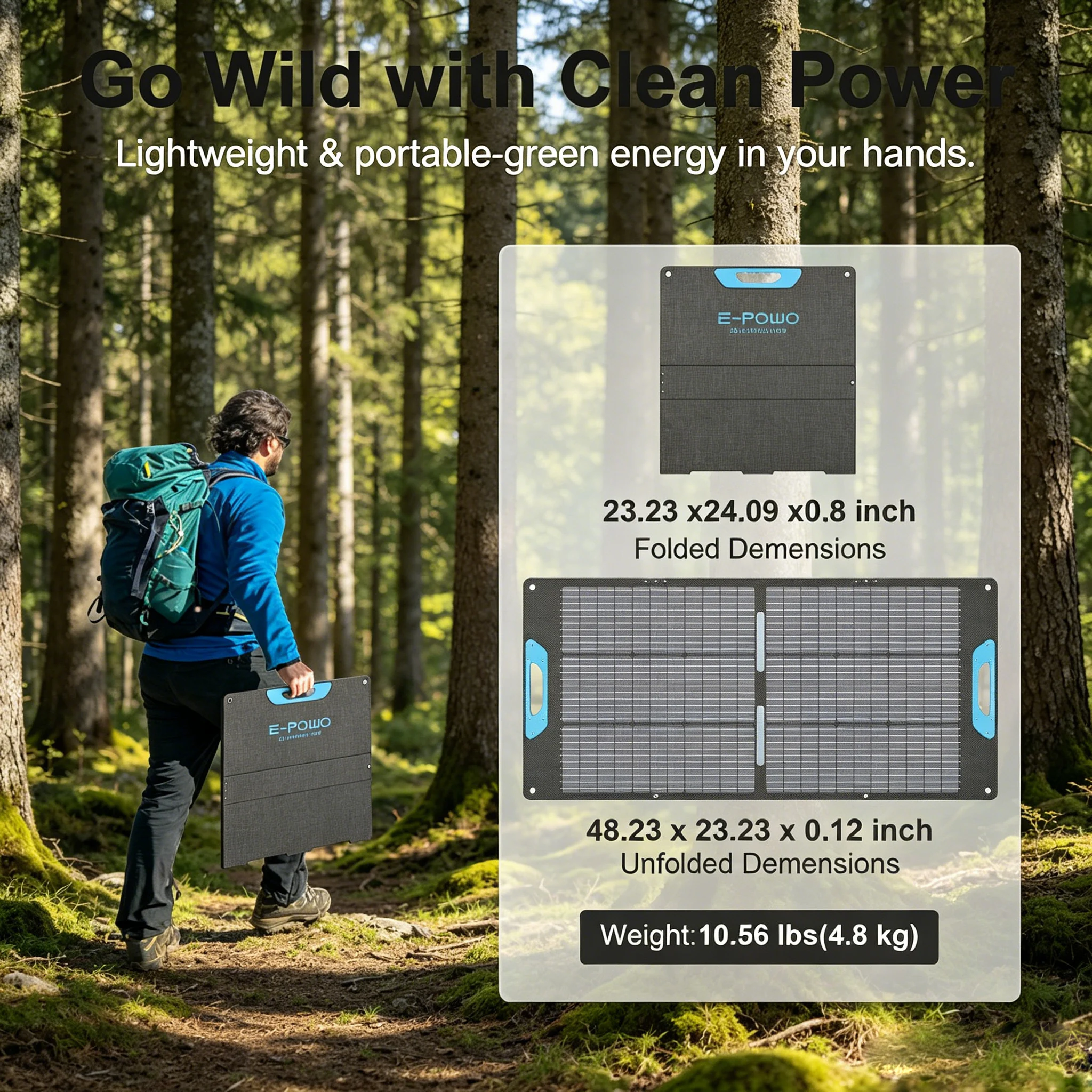 E-POWO 110W/220w Portable Solar Panel for Power Station, 23.5% High Efficiency Monocrystalline Silicon Foldable Solar Panels Charger, USB-A &Type-C Output, IP67 Waterproof for RV, Outdoor Camping, Off Grid Blackouts view 4