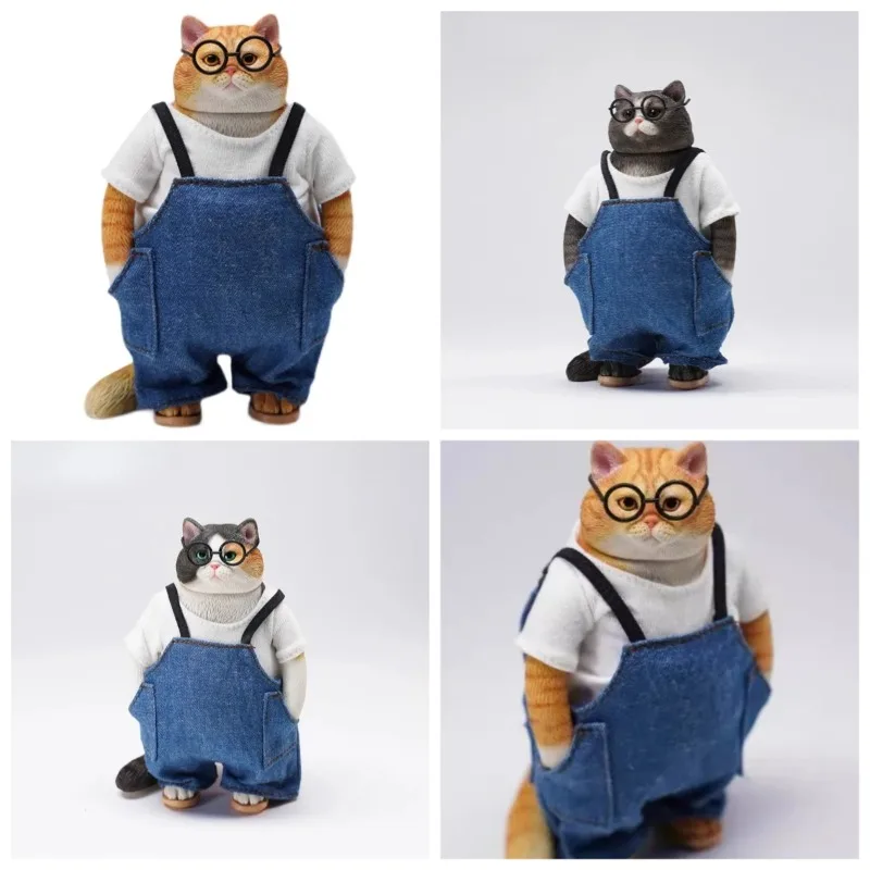 

JXK масштаб 1/6, модель толстого кота из смолы, синий комбинезон, имитация кошки, модель животного, милые хобби для домашних животных, 12 дюймов, экшн-фигурки