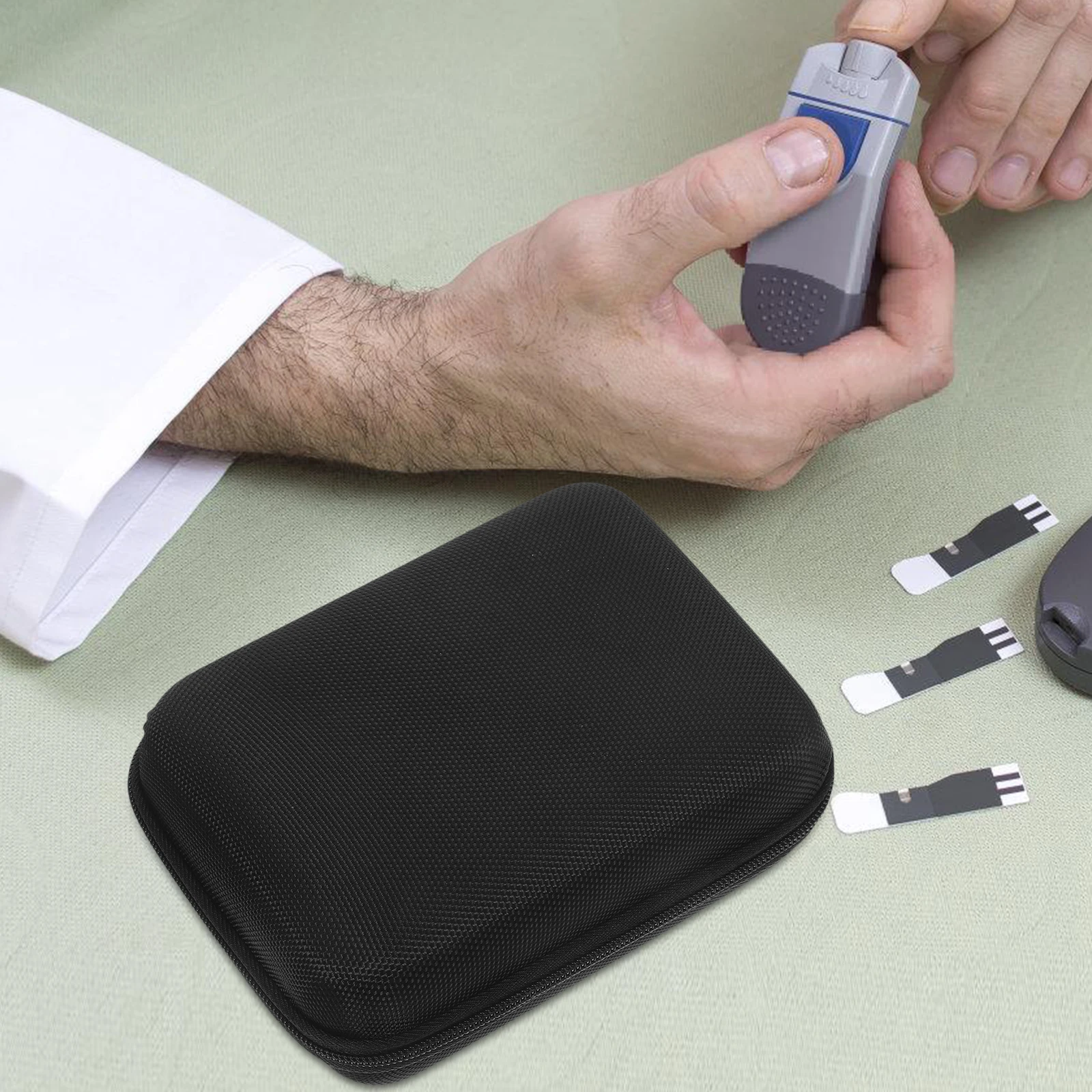 

Портативный противоударный органайзер для измерения уровня глюкозы, чехол для диабета, защитная сумка на молнии, дорожная медицинская сумка для хранения