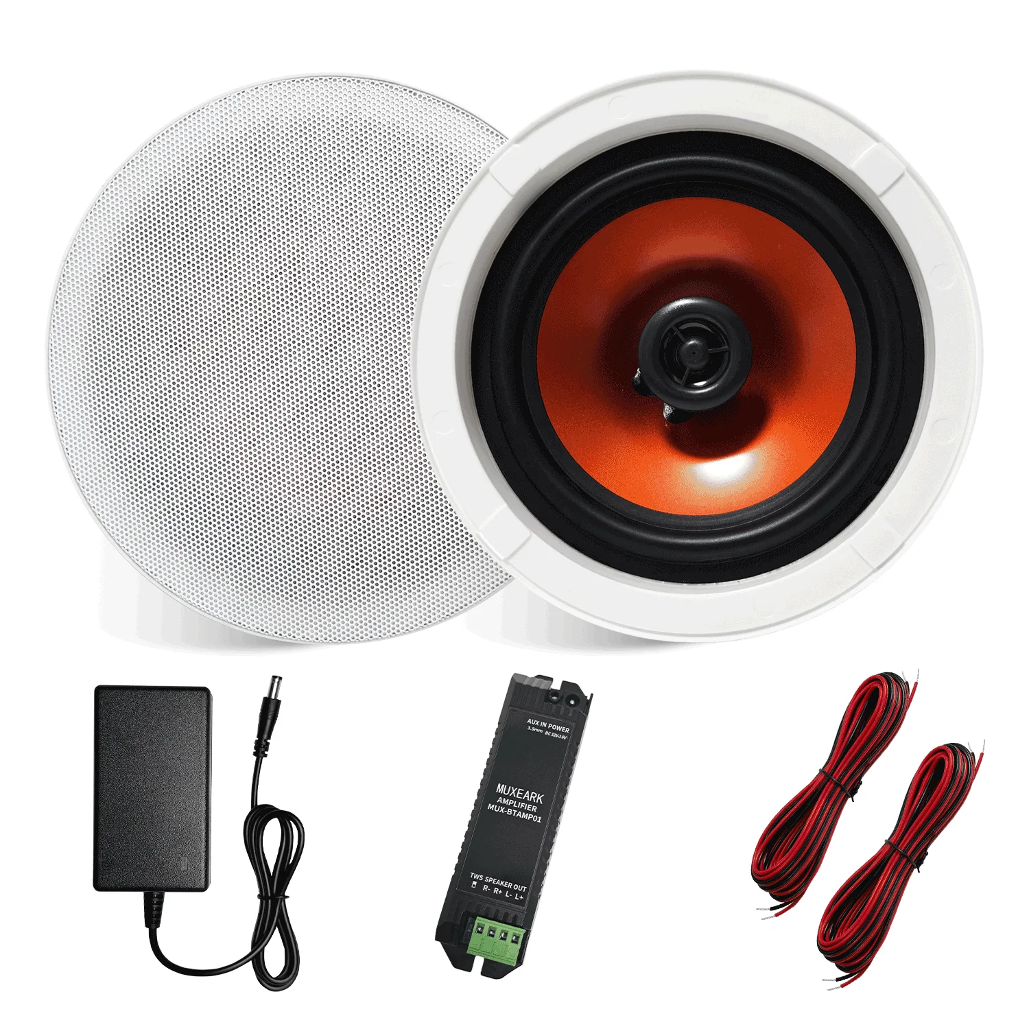 Muxeark 300w 6.5 ''alto-falante bluetooth de teto com fio sistema de alto-falante embutido doméstico adequado com receptor amplificador para banho interno