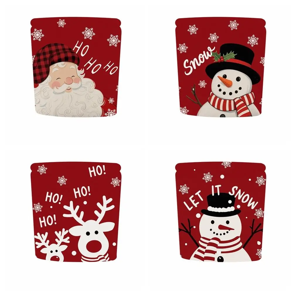 Simple Removable Christmas Chair Cover Cartoon Santa Claus Xmas Dinner Chair Seat Cover Stretch Snowmen Seat Protector Kitchen