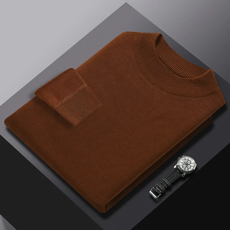 New High End Fashion Brand Knitted Pullover Sweater Men Half Turtle Neck Autum Winter Woolen Casual Jumper Clothes Men