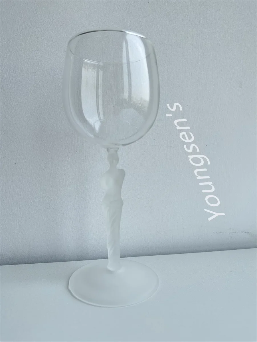 1 Piece 300ml 10oz Creative 3D Frosted Lady Woman Figure Stemmed Red Wine Glasses Cup New Arrival Glass Cup