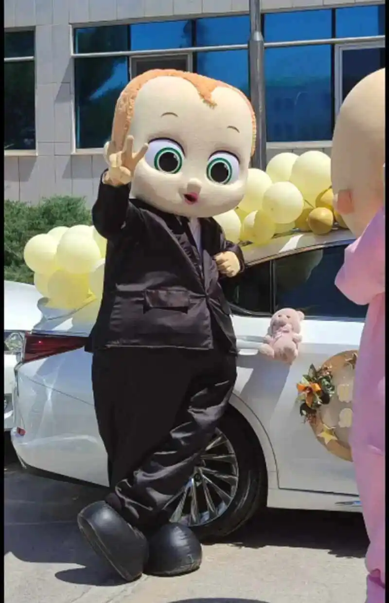 Neues Boss Baby Maskottchen-Kostüm Anime-Anzug Jungen-Maskottchen-Puppe für Erwachsene Halloween-Party Event Bühnenauftritt Rollenspiel-Outfits