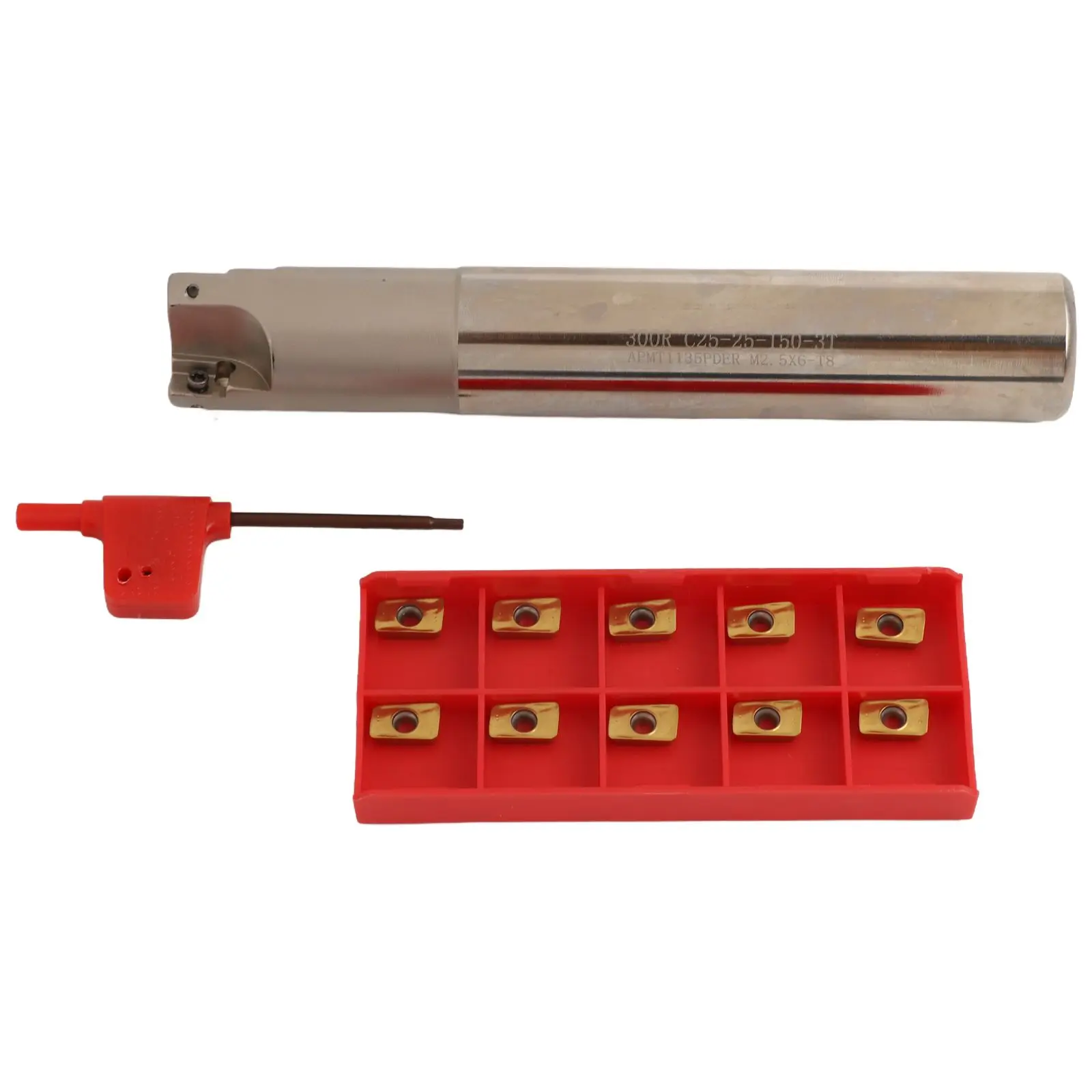 300R C25-25-200-3F CNC Tool Holder for Lathe Use with APMT1135PDER Inserts and Wrench for Easy Blade Replacement