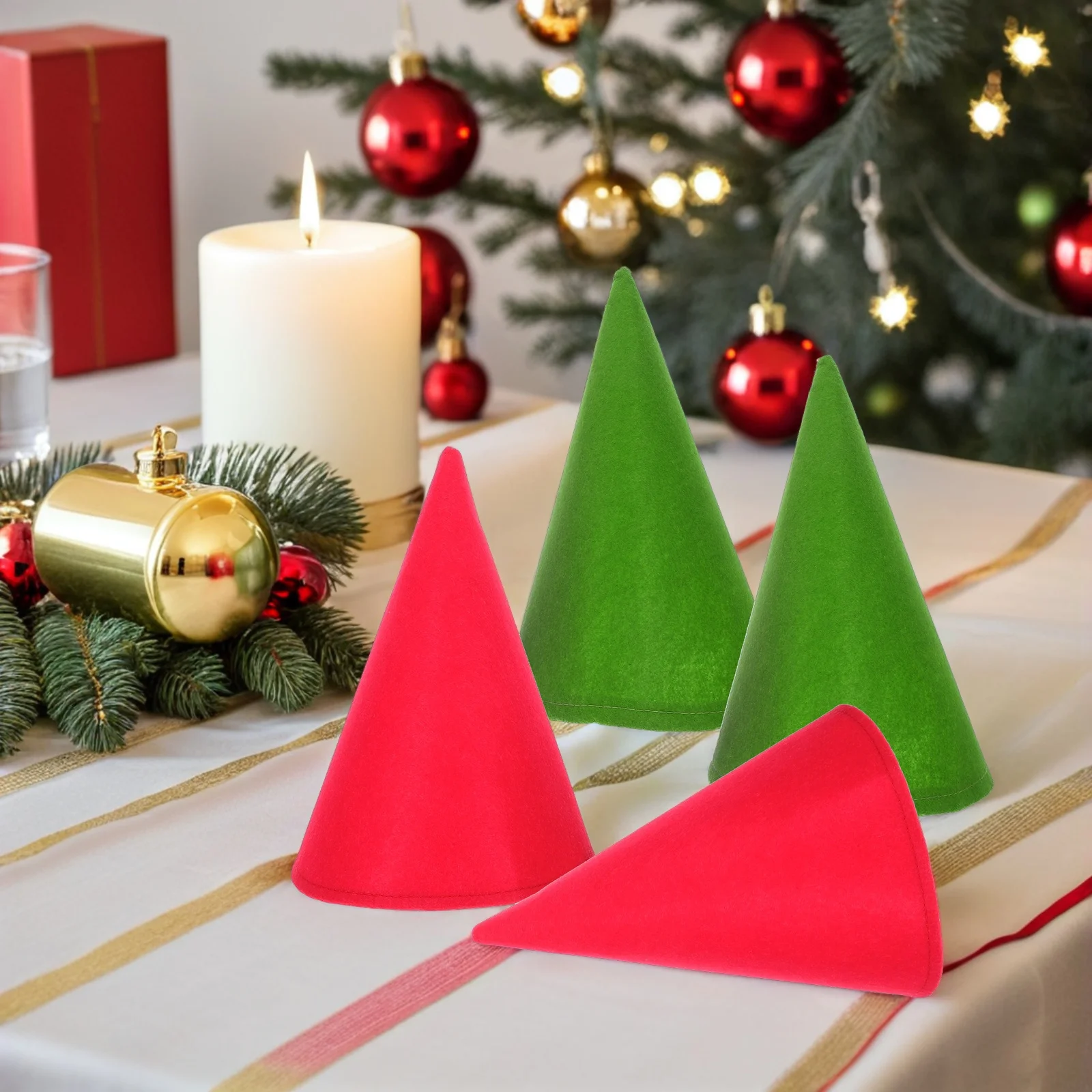 

4Pcs Dwarf Cone Hats Felt Christmas Elf Hats for Adults Kids Holiday Party Gnome Costume Accessories Bulk Elf Cosplay Headwear