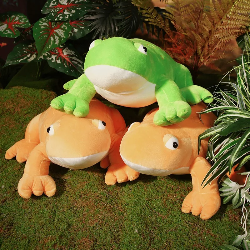 

35cm Lifelike Simulation Frog Plush Doll Green & Yellow Big Reptile Toy for Home Decoration Boys & Girls Gift