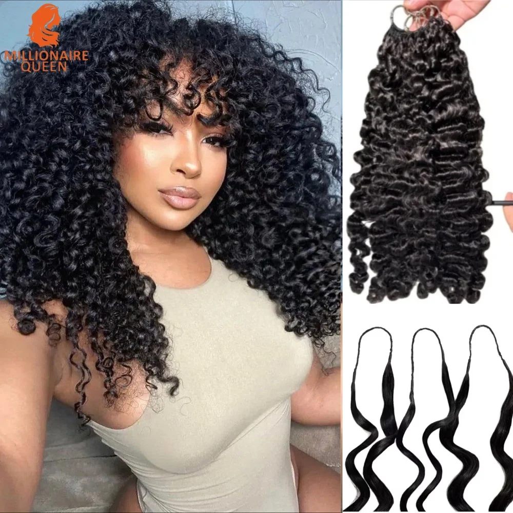 

Knotless Crochet Pre-Separated Hair Extensions 15A Burmese Curly Feather Hair Weft 100% Real Human Hair Weave Millionaire Queen