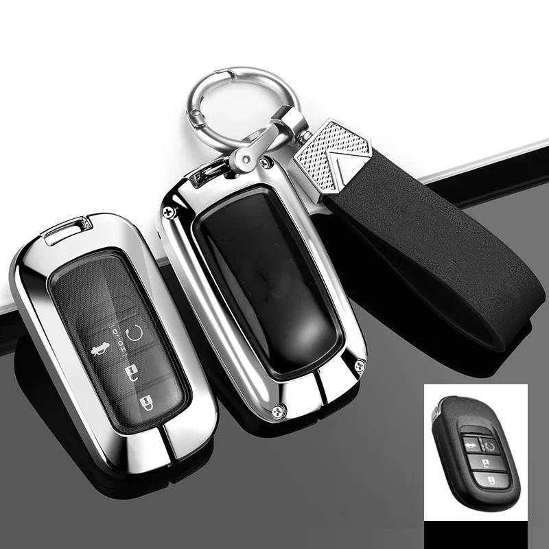 

New Arrival Zinc Alloy Remote Key Case Cover For Honda Civic Accord Vezel 2022 Protective Shell With Keychain Car Accessories