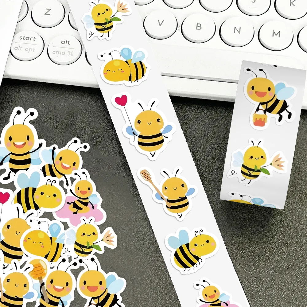 500Pcs/roll Bee Stickers Teacher Reward Stickers Cute Animal Stickers School Supplies Incentives Roll Sticker - view 4