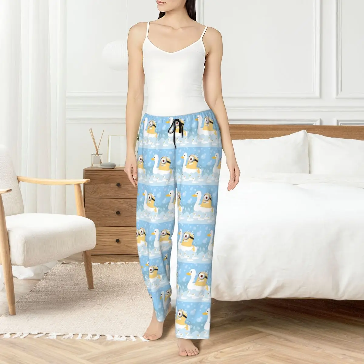 

Custom Women's M-Minions Pajama Pants Print Yellow Capsule-Shaped Sleep Sleepwear Bottoms with Pockets