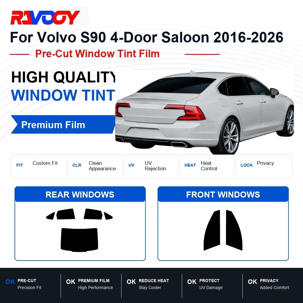 Premium Pre-Cut Window Tint For Volvo S90 4-Door Saloon 2016-2026 Front & Rear Windows UV Heat Rejection Privacy Film