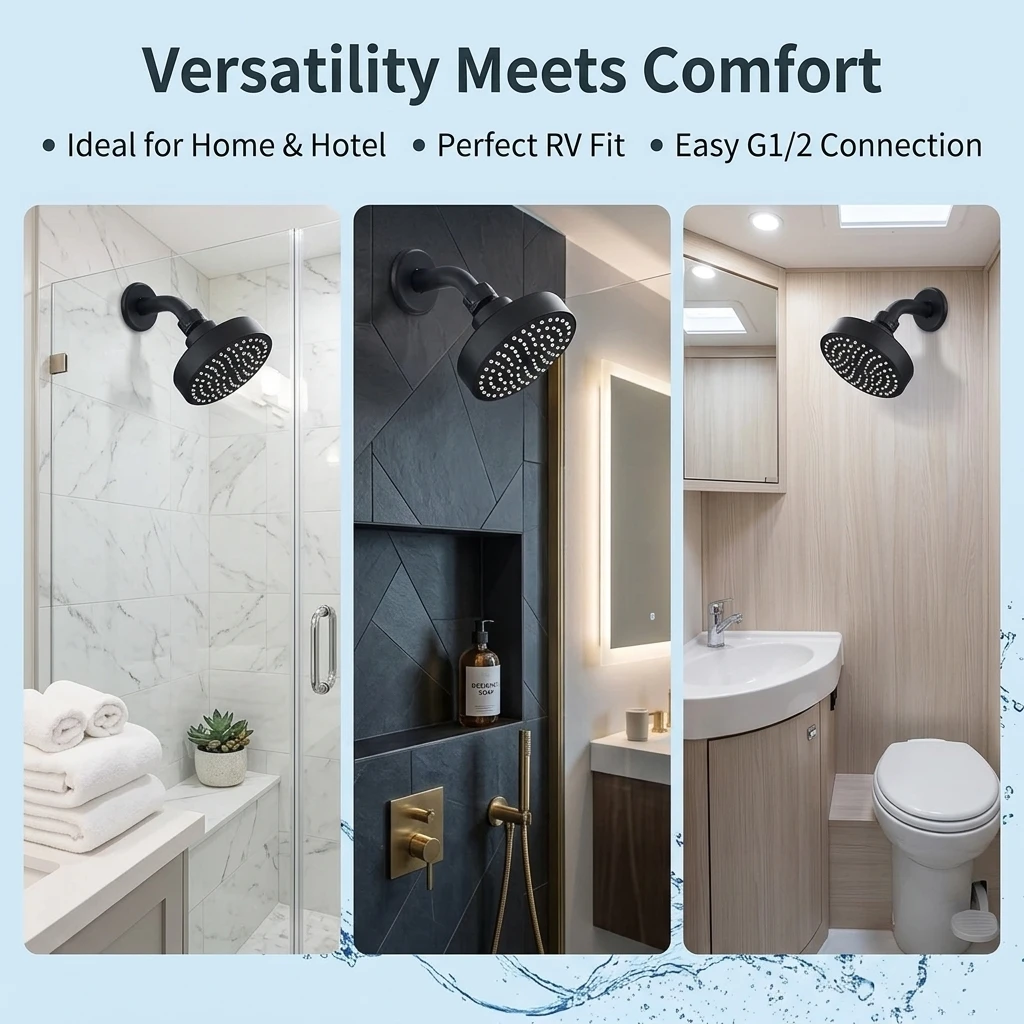 Rotatable 4 Inch Wall Mounted Shower Faucet Compact Lightweight Adjustable Rainfall Shower Sprayer Head view 5