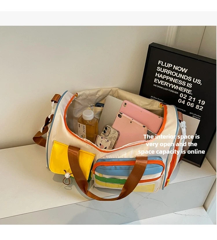 Fashionable Color-blocking Crossbody Bag Large-capacity Travel Single-shoulder Bag Short-distance Travel Bag Fitness Bag
