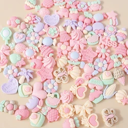 15pcs Mixed Resin Pink Color Vacation Ice Cream Bow Flower Flat back Cabochon for DIY Embellishments Women Headwear Accessories