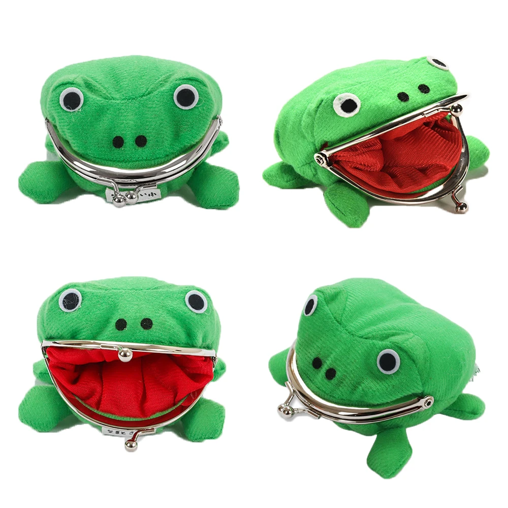 Fashion Cute Cosplay Props Cartoon Manga Flannel Coin Holder Frog Wallet Frog Coin Purse Anime Cartoon Mini Storage Bag