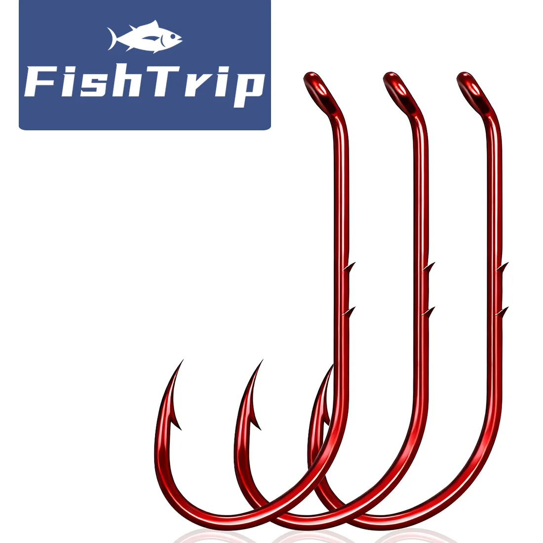 

FishTrip Red Baitholder Fishing Hooks with Barbed 50~200Pcs Worm Baits Hook long shank fishing hooks