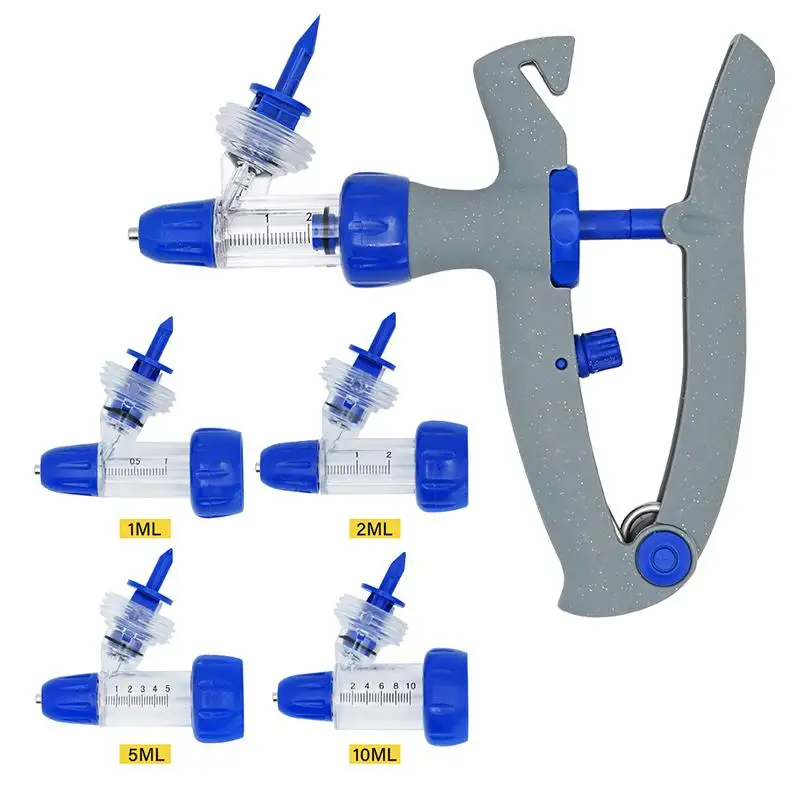 1/2/5/10Ml Automatic Veterinary Continuous Syringe Animal Adjustable Vaccine Injector Livestock Sheep Cow Injection Accessories