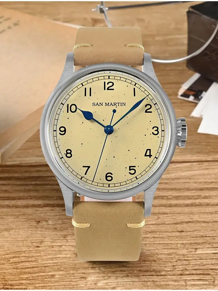 San Martin 38,5 мм веснушки часы для мужчин механические наручные часы NH35 военные автоматические часы с автоподзаводом водонепроницаемые 10 бар SN0105