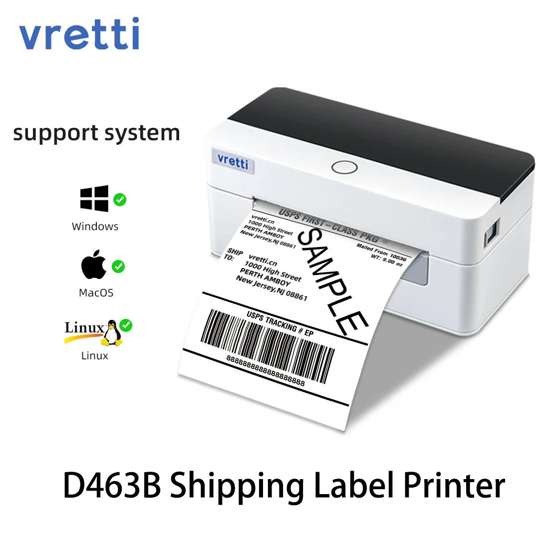 Vretti Bluetooth Thermal Label Printer Wireless Desktop Shipping Label Printer 4X6 Compatible with iPhone Android Mac Windows