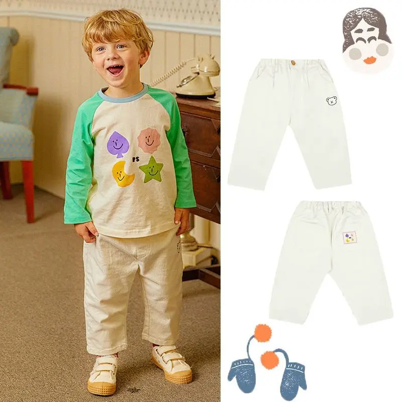 

Jenny&Dave Spot 2023 Autumn New Children's Casual Pants Small and Medium sized Boys and Girls Cartoon Letter Printing Embroidere