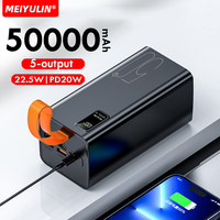 Large Capacity 50000mAh Power Bank USB C Fast Charging Portable 20000mAh Mobile External Spare Battery For Samsung iPhone Xiaomi