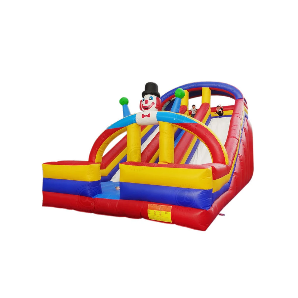 Muñeco de nieve de doble tobogán inflable para exteriores, Castillo largo, material de PVC, tobogán de rebote inflable para niños