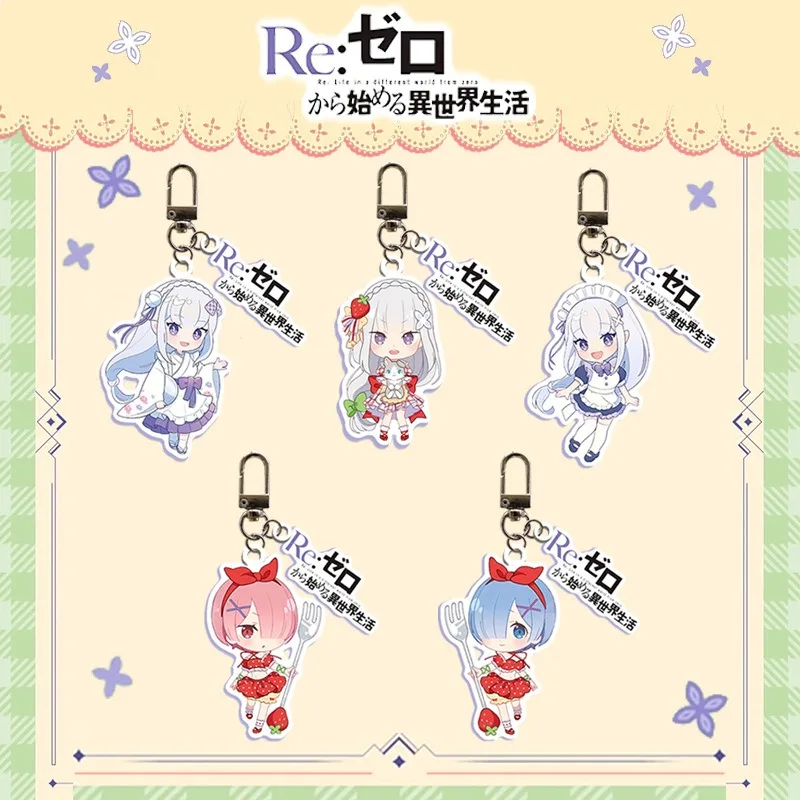 Natsuki Subaru Emilia Rem Betty Puck Ram Popular Anime 2D Peripheral Acrylic Keychain Backpack Pendant Comic Exhibition Gifts