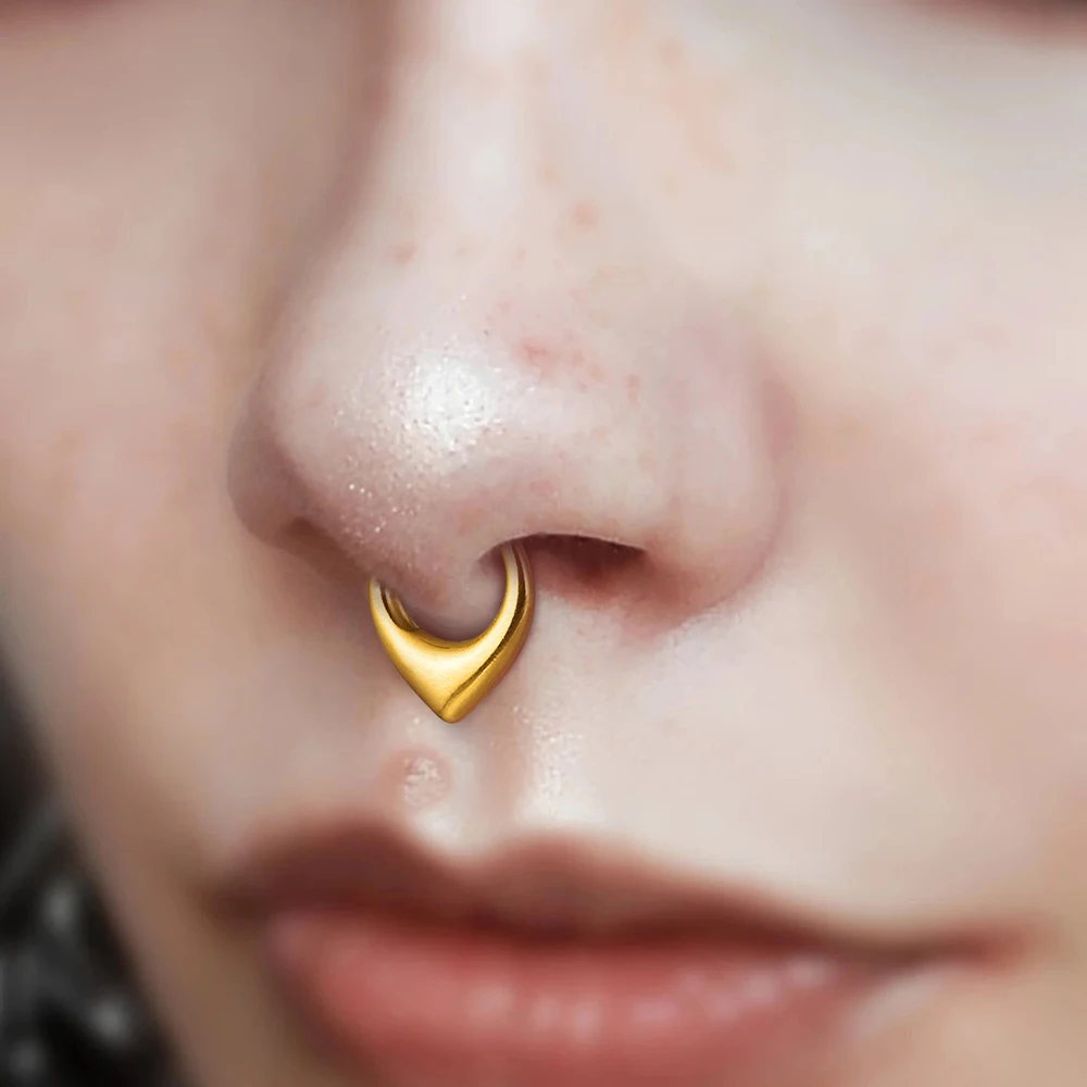 Giga 16G Teardrop Nose Rings for Women, Surgical Steel Septum Rings Hoop, Cartilage Clicker Hoop Earrings for Rook Daith Tragus