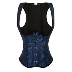 Women Gothic Vintage Jacquard Underbust Corset Body Shaper Waist Trainer Lingerie Bustier Vest Top Corselet Plus Size XS-7XL