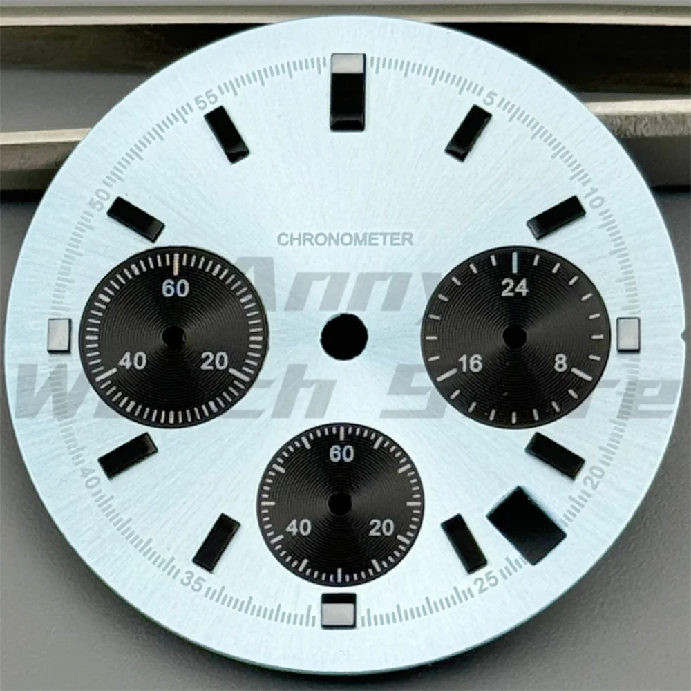 جديد 29.6 مللي متر أزرق ثلجي/بورجوندي أحمر/أسود/أبيض/كورال أخضر كرونوغراف VK63 الطلب مع VK63 6 دبوس الأيدي C3 Lume Fit VK63