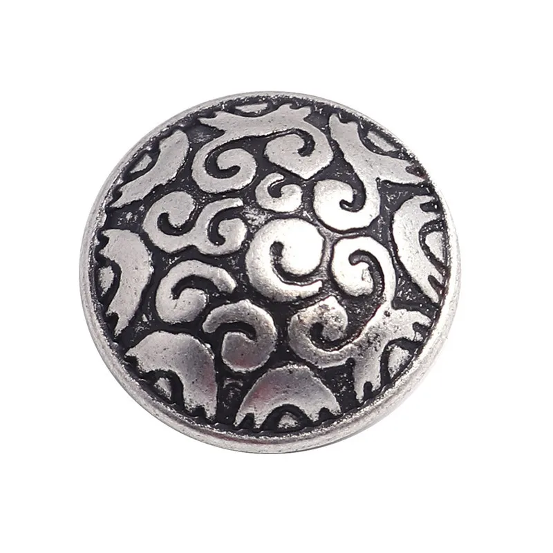 DoreenBeads Shank Button Metal Buttons Single Hole Flower Zinc Metal Alloy Round Silver Color 15mm( 5/8\\\