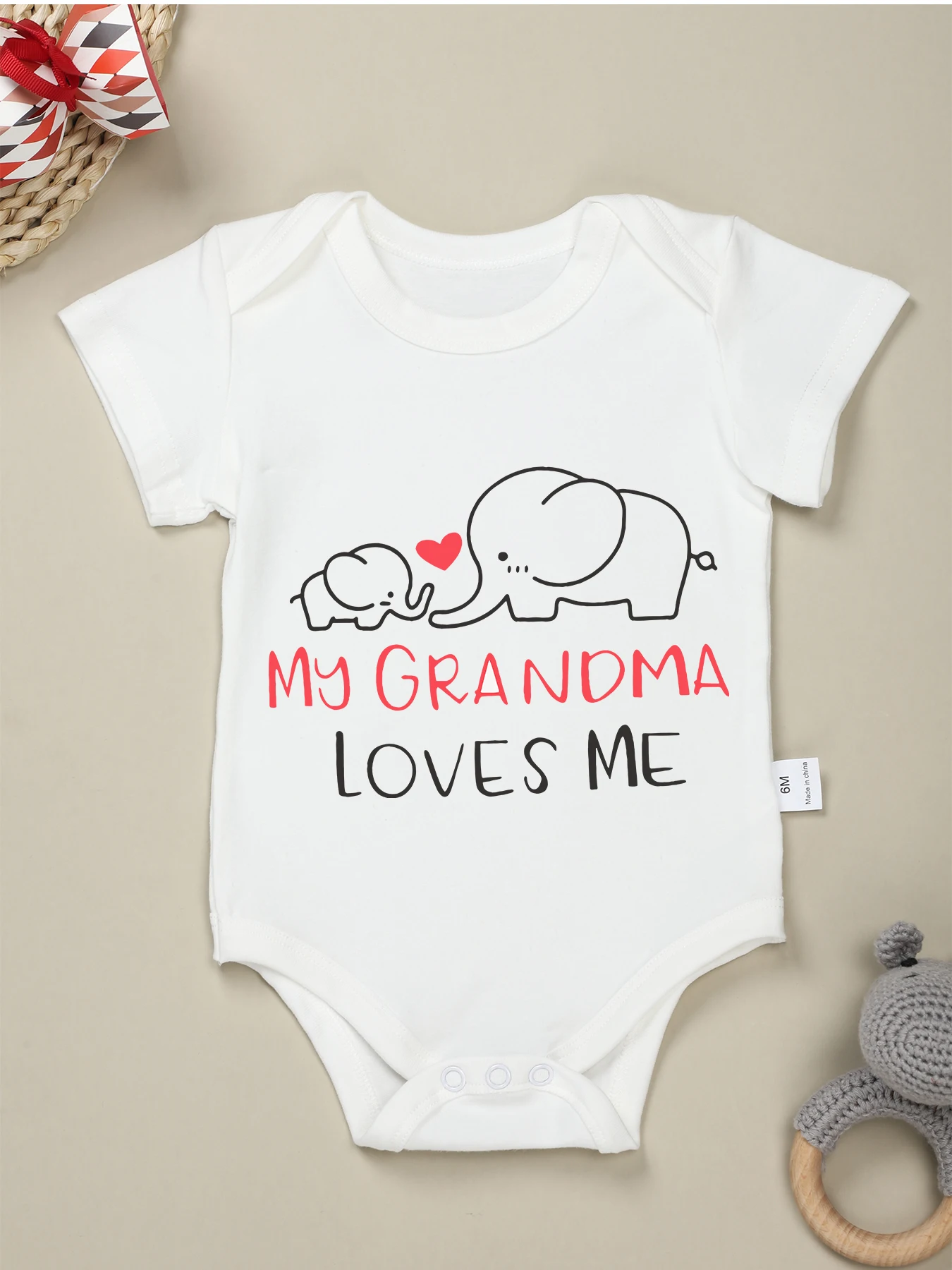 I Love My Grandma & Grandpa Prnit Cotton Baby Onesie Minimalist Letters Series Summer Comfy Y2K 0-24M Infant Jumpsuit Dropship