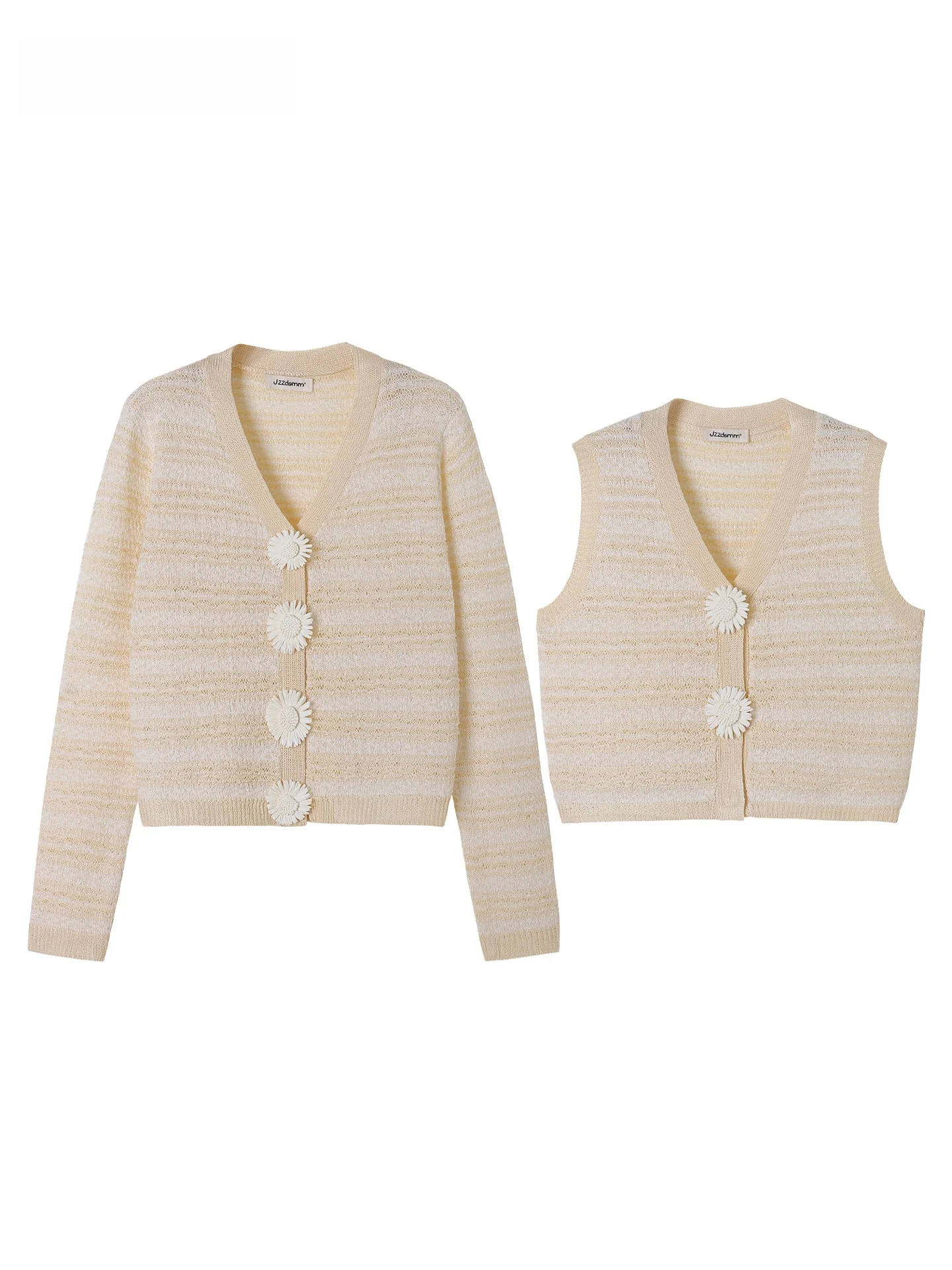 

JZZDEMM Knitted Open Cardigan And Vest Set Women's Hollow Design Ele Two-Piece Suit Casual Sle Spring Faion Ensemble