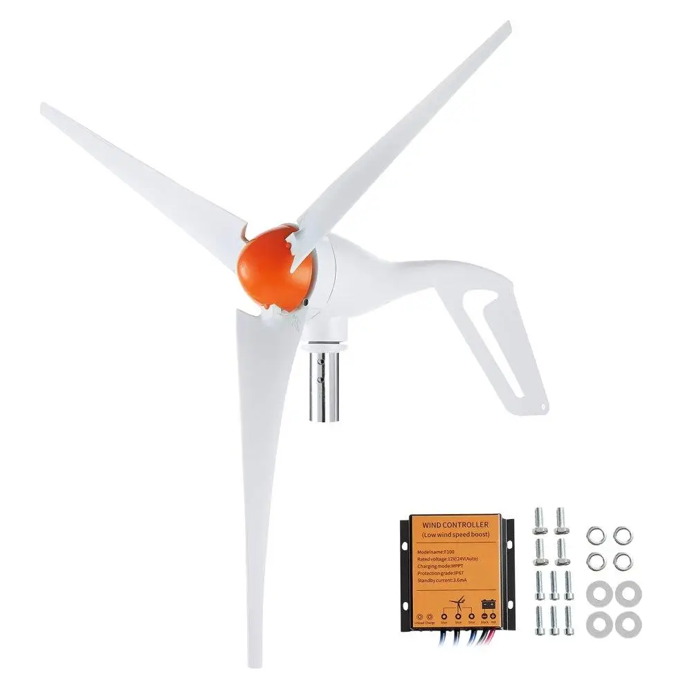 

500W Wind Turbine Generator 12V 3-Blade Wind Power Kit with MPPT Controller Adjustable Direction Low Start Wind Speed for home