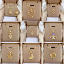 OIMG 316L Stainless Steel Multiple Styles Exquisite Heart Luxurious Temperament Gorgeous Necklace For Women Clavicle Chain
