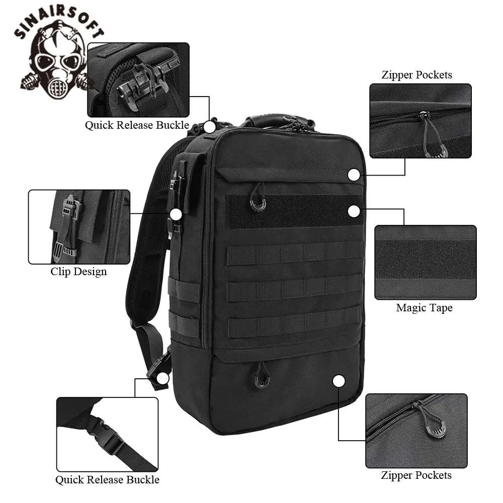 SINAIRSOFT Zaino tattico Molle Borsa da lavoro Zaino Zaino per viaggi Escursionismo Caccia Sport all'aria aperta