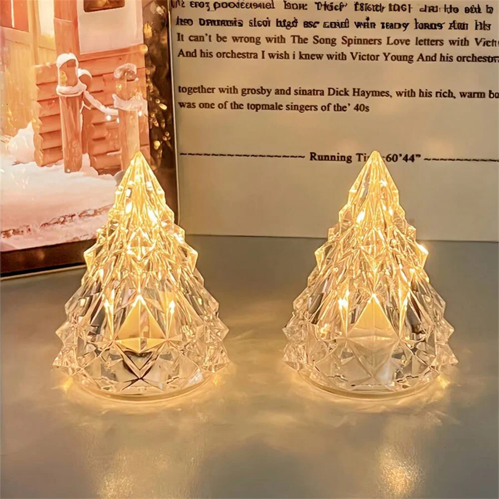 Christmas Tree Iceberg Lights Warm Light Color Crystal Lamp Snowy Mountain Romantic Nightlight LED Home Decor Sleep Light Gifts