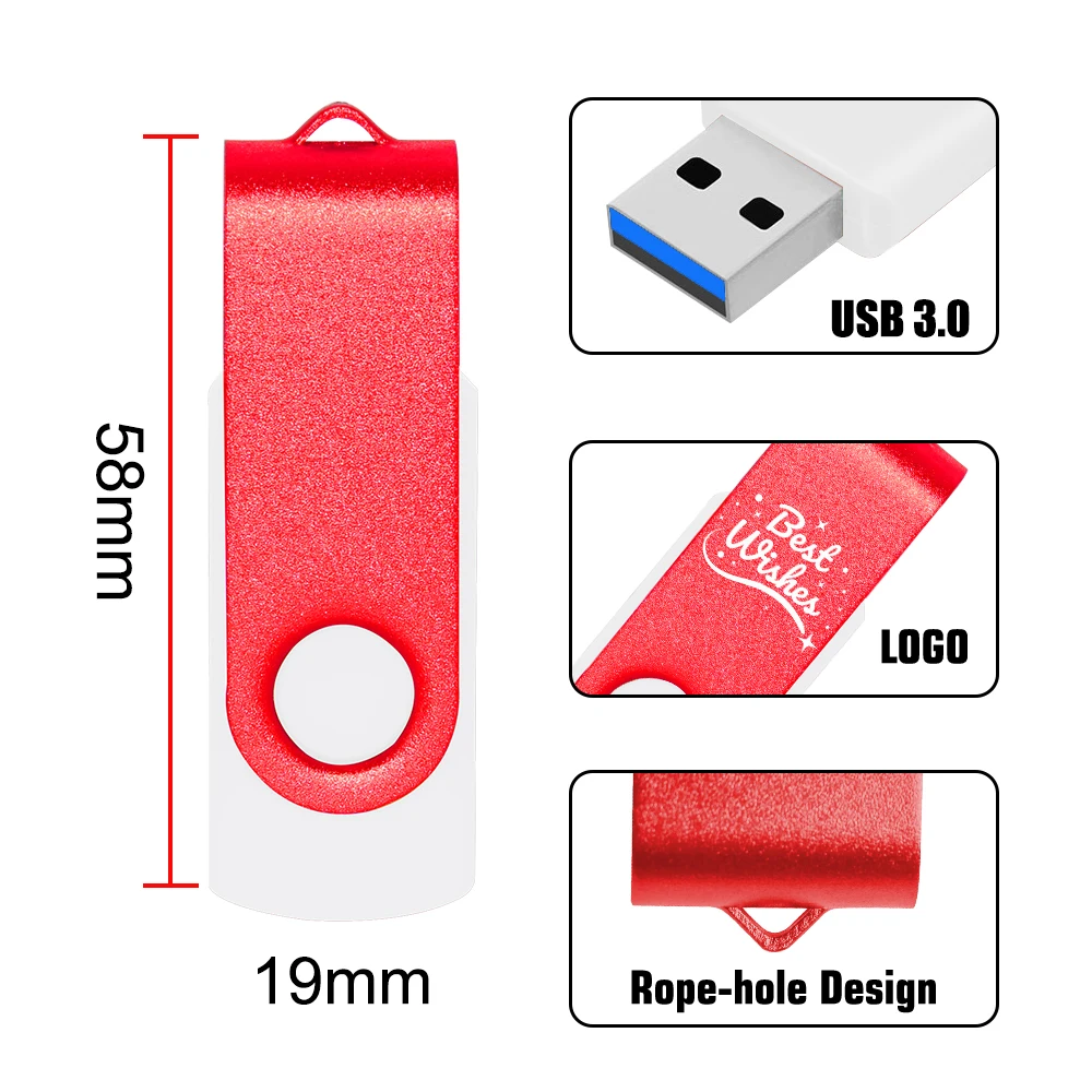 20 unids/lote logotipo personalizado USB 3,0 unidad Flash Pen Drive 4GB 8GB 16GB 32GB Pendrive 64GB memoria Stick capacidad Real U disco Cle Usb