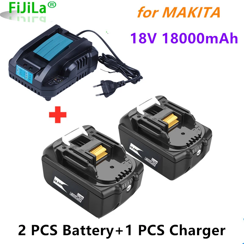 

2022new 18v18ah rechargeable battery 18000mahlion battery replacement electric tool battery for makitabl1860bl1830+4charger