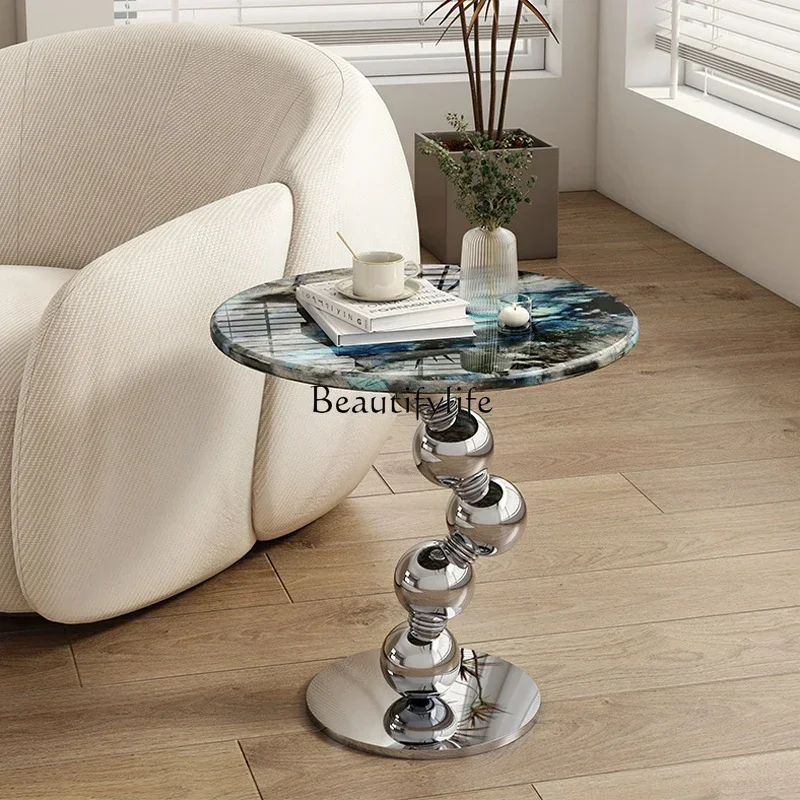 

06.-Consciousness Minimalist marble edge table Modern high art small round coffee table